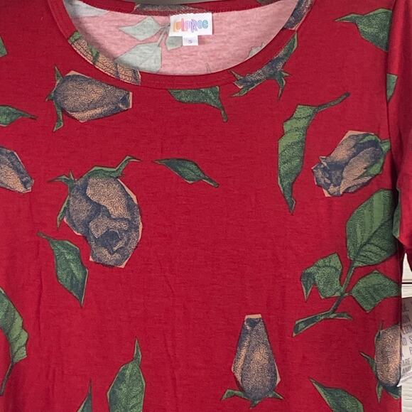 LuLaRoe Julia Dress Women's Size Small Roses Print Casual Fitted Dress Red - Picture 2 of 5